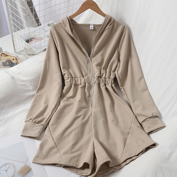 Γυναικεία καθημερινή ολόσωμη φόρμα με φερμουάρ και μακριά μανίκια