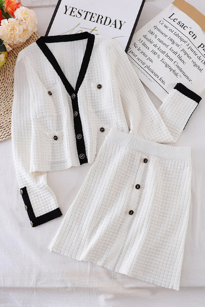 Retro női szoknya és mellény szett gombokkal