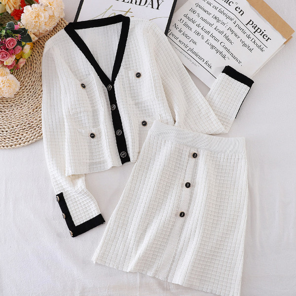 Retro női szoknya és mellény szett gombokkal