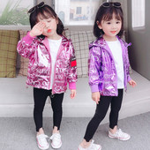 Καθημερινό παιδικό μπουφάν με επιγραφές και κουκούλα για κορίτσια