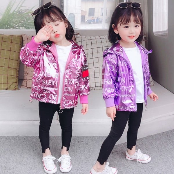 Καθημερινό παιδικό μπουφάν με επιγραφές και κουκούλα για κορίτσια