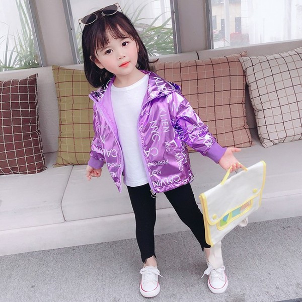 Καθημερινό παιδικό μπουφάν με επιγραφές και κουκούλα για κορίτσια