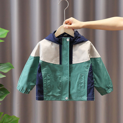 Rudens bērnu jaka zēniem ar rāvējslēdzēju un kapuci