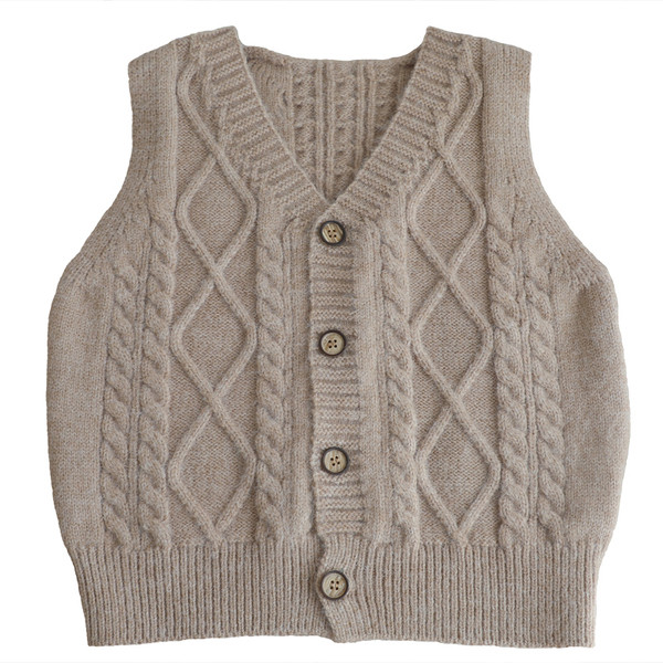 Πλεκτό παιδικό γιλέκο για αγόρια και κορίτσια με κολάρο σχήματος V