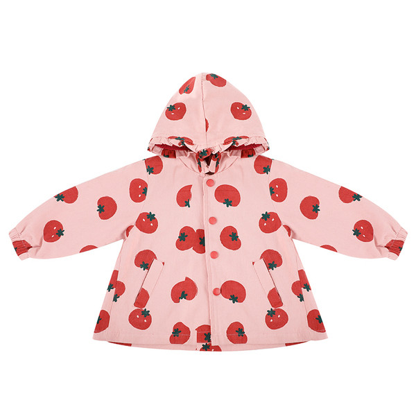 Új modell gyerekkabát kapucnival és gombokkal lányoknak