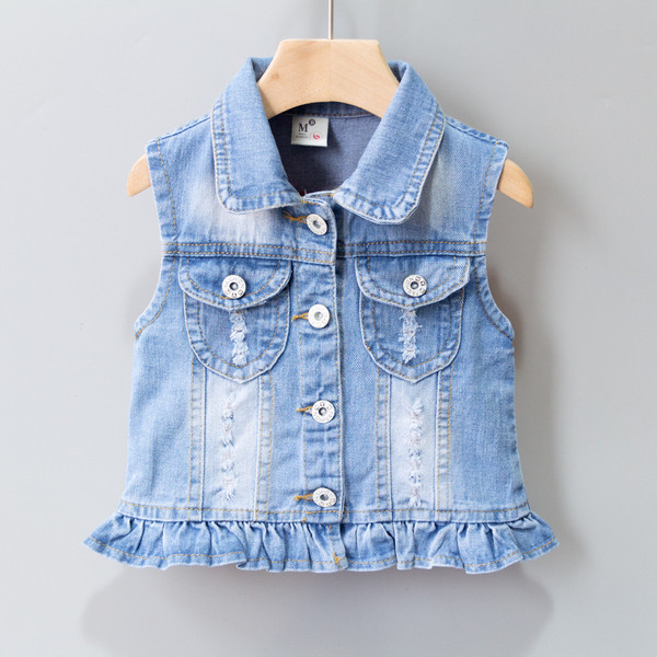 Džinsa veste meitenēm ar rotājumu mugurpusē