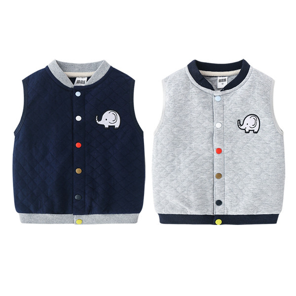 Kasdieninė vaikiška liemenė berniukams su spalvotomis sagomis ir siuvinėjimu