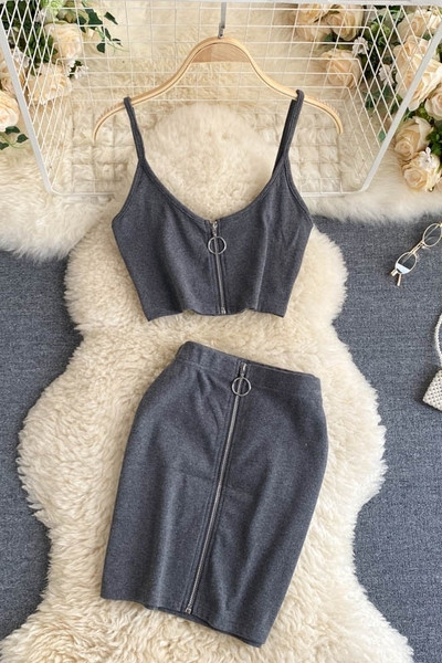 Naiste tõmblukuga topi ja seeliku komplekt