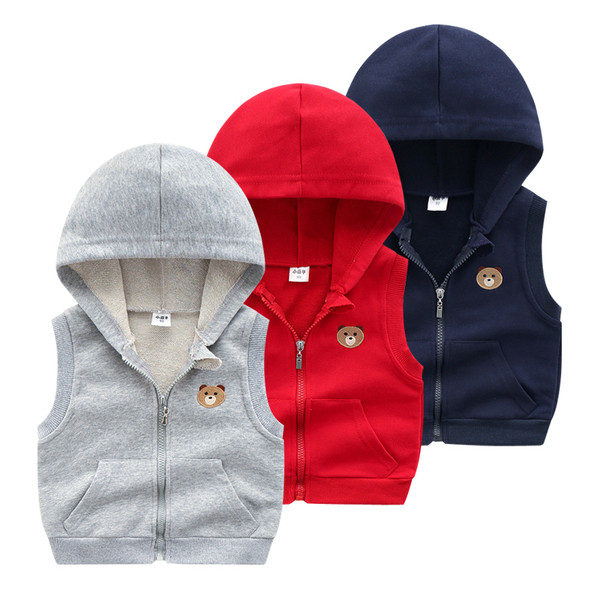 Gyerekmellény fiúknak kapucnival és zsebekkel