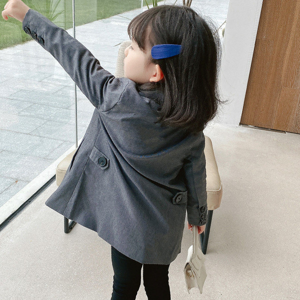 Άνετο παιδικό παλτό με κουμπιά για κορίτσια