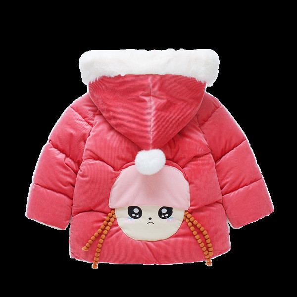 Παιδικό χειμερινό μπουφάν με κουκούλα και 3D στοιχεία για κορίτσια