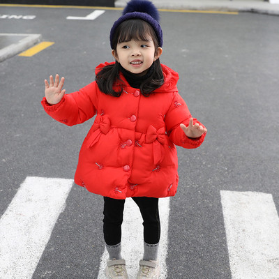 Ziemas bērnu jaka ar kapuci un pogām meitenēm