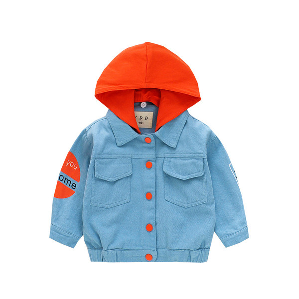 Πολύχρωμο παιδικό μπουφάν με κουκούλα και απλικέ για κορίτσια