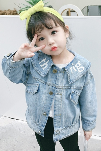 Παιδικό τζιν μπουφάν με κουμπιά για κορίτσια