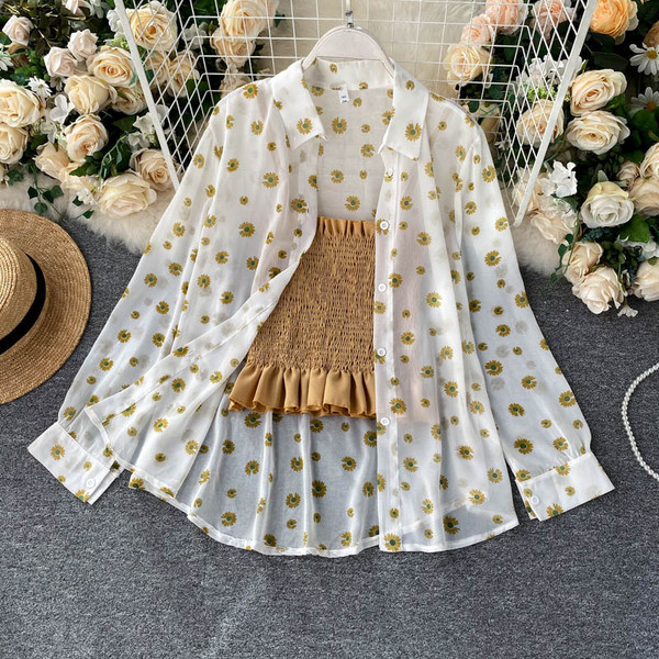 Három részből álló női szett, beleértve a felsőt, a nadrágot és az inget