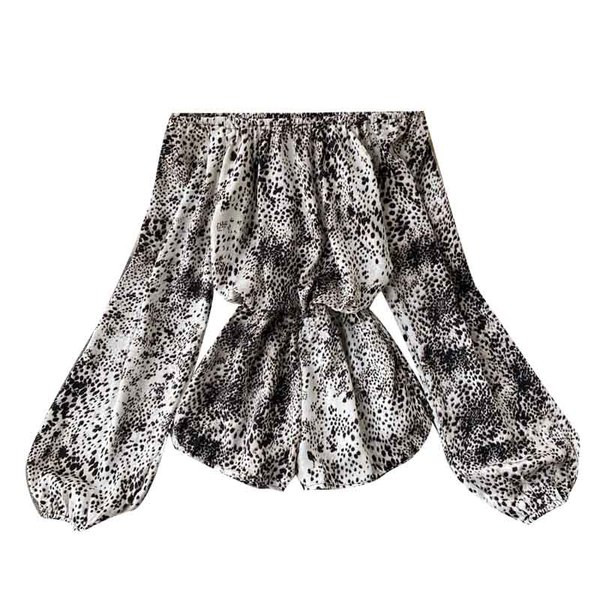 Aktuális női overál leesett ujjal, leopárd mintával