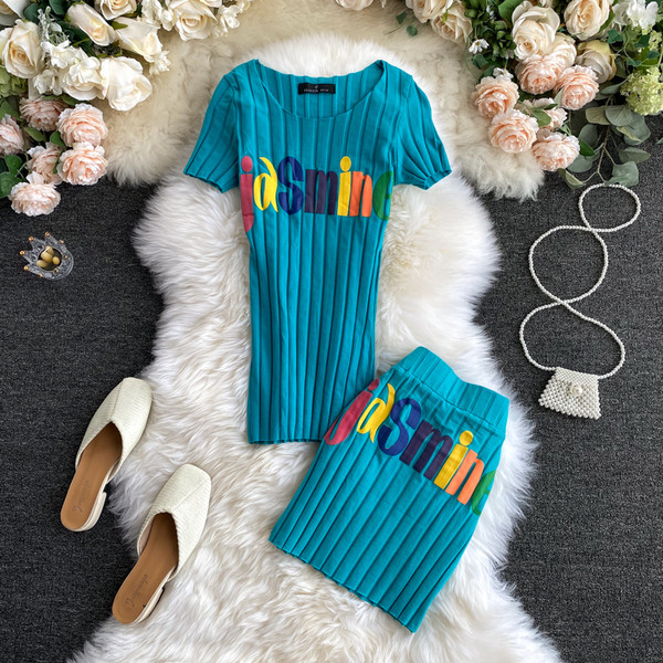 Set zilnic de tricou din catifea pentru femei cu inscripție