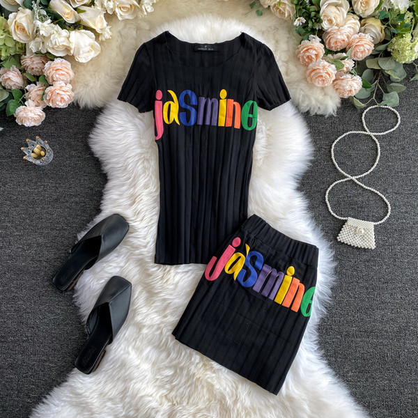 Set zilnic de tricou din catifea pentru femei cu inscripție