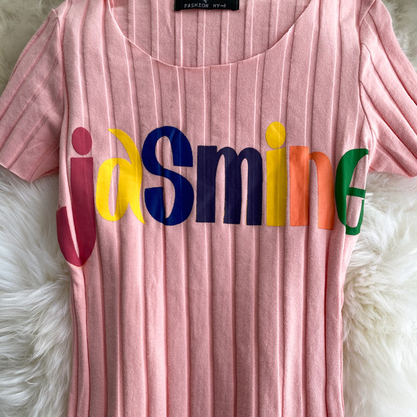 Set zilnic de tricou din catifea pentru femei cu inscripție