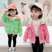 Igapäevane taskute ja kapuutsiga laste jope tüdrukutele