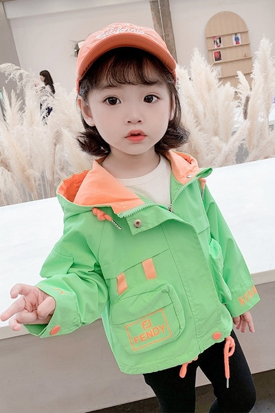 Igapäevane taskute ja kapuutsiga laste jope tüdrukutele