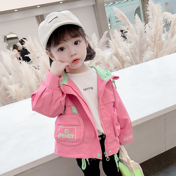 Igapäevane taskute ja kapuutsiga laste jope tüdrukutele