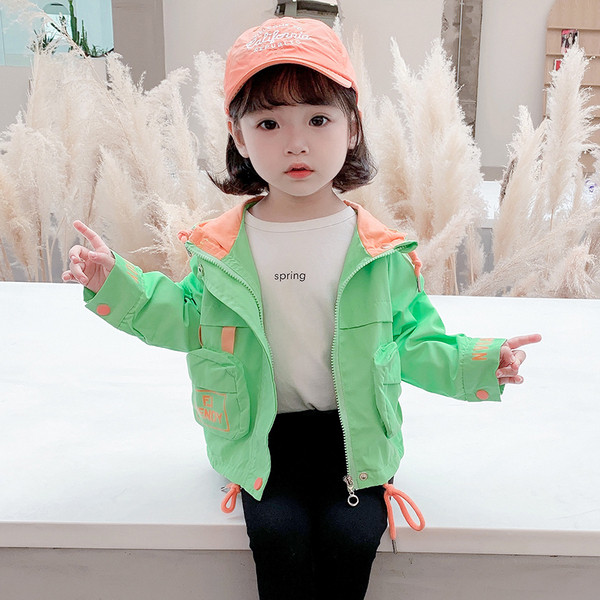 Igapäevane taskute ja kapuutsiga laste jope tüdrukutele