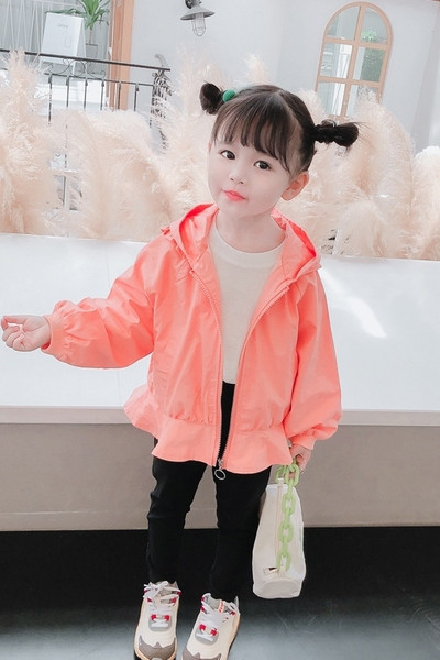 Καθημερινό παιδικό μπουφάν με κεντήματα και βολάν για κορίτσια