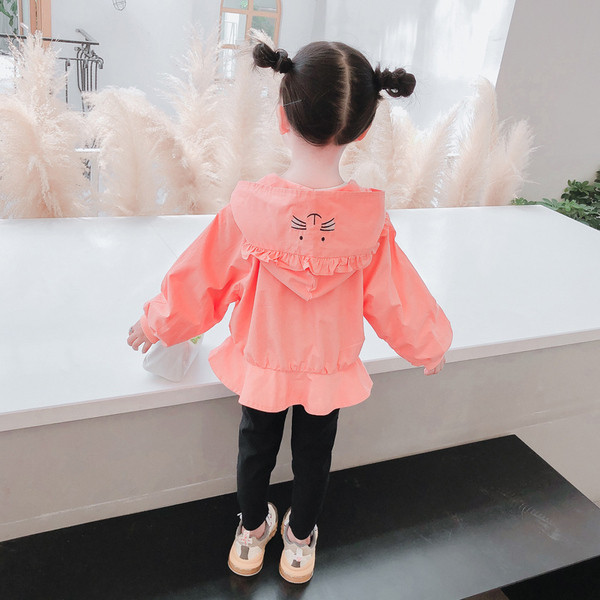 Καθημερινό παιδικό μπουφάν με κεντήματα και βολάν για κορίτσια