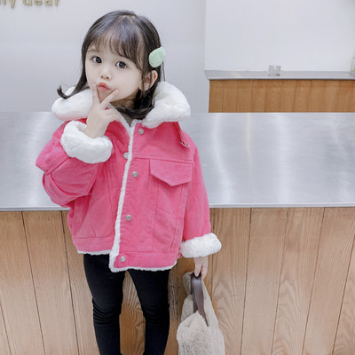 Moodne sule ja nööpidega laste jope tüdrukutele