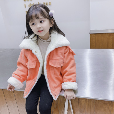 Moodne sule ja nööpidega laste jope tüdrukutele