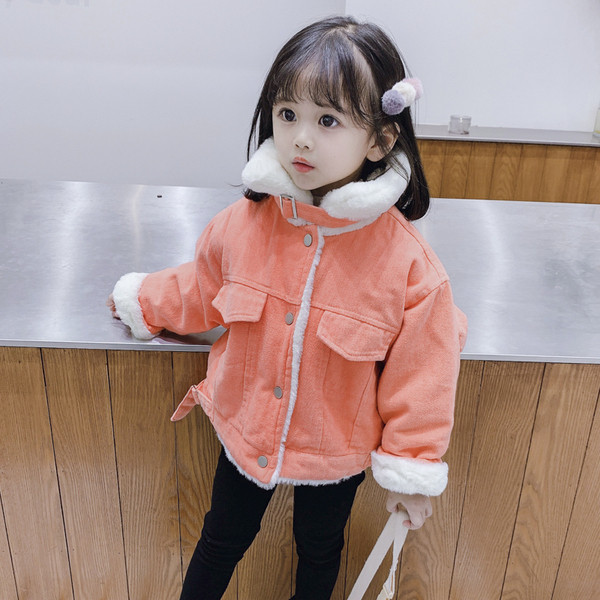 Moodne sule ja nööpidega laste jope tüdrukutele