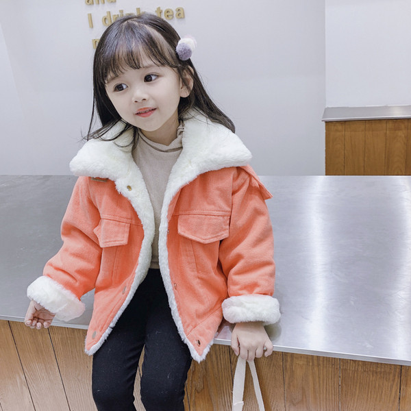 Moodne sule ja nööpidega laste jope tüdrukutele