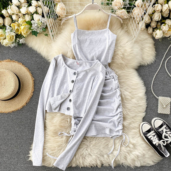 Női ruha szett nyakkendővel és mellénnyel