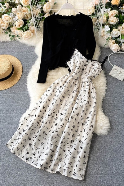 Moodne naiste kleidi ja vesti komplekt