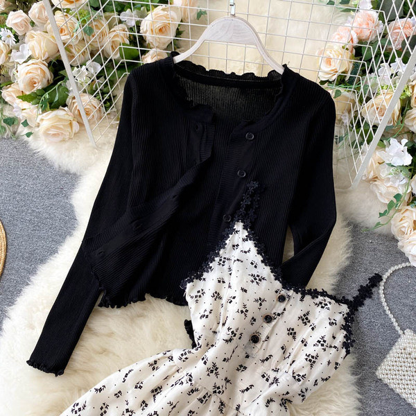 Moodne naiste kleidi ja vesti komplekt