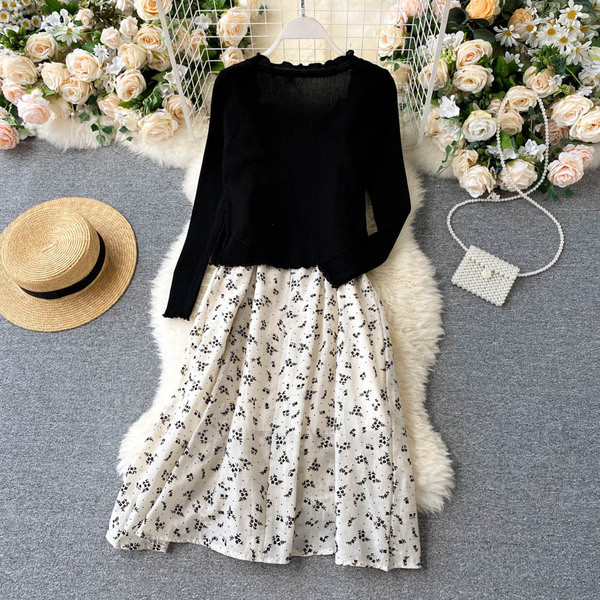 Moodne naiste kleidi ja vesti komplekt