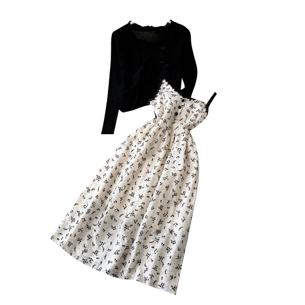 Moodne naiste kleidi ja vesti komplekt