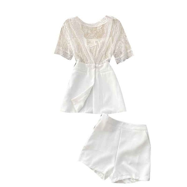 Női ing szett csipkével és magas derekú nadrággal