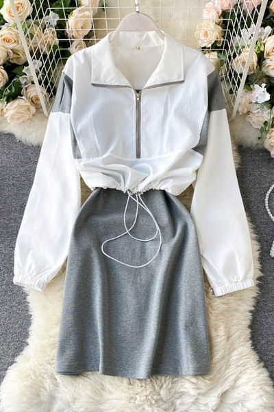 Naiste kleidi ja õhukese lipsudega jope komplekt