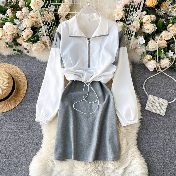 Naiste kleidi ja õhukese lipsudega jope komplekt