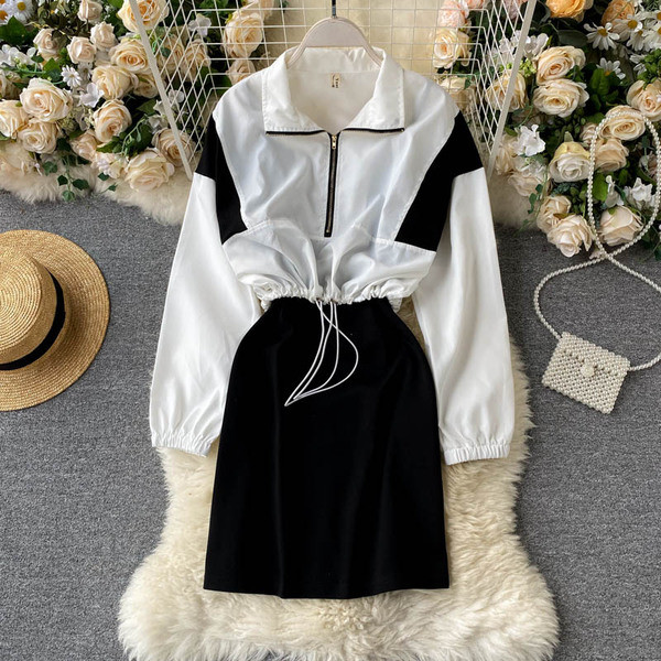 Naiste kleidi ja õhukese lipsudega jope komplekt