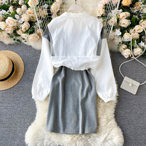 Naiste kleidi ja õhukese lipsudega jope komplekt