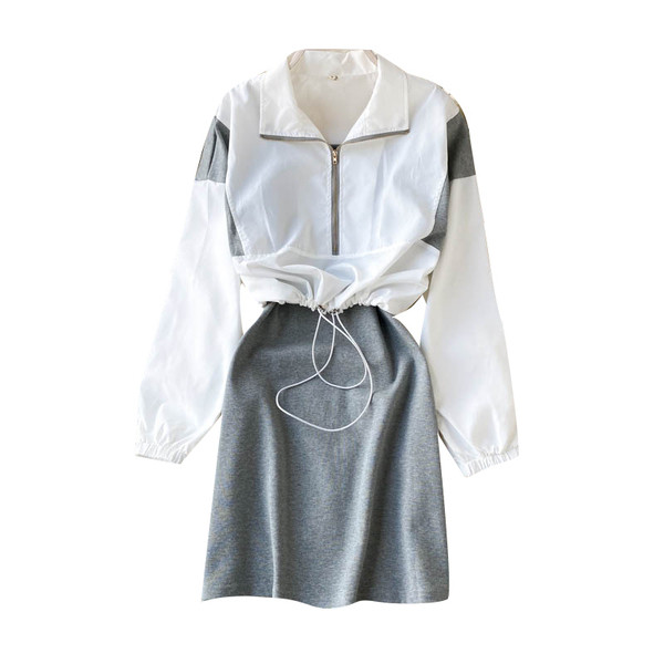 Naiste kleidi ja õhukese lipsudega jope komplekt