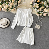 Moodne naiste särgi ja seeliku komplekt lukuga