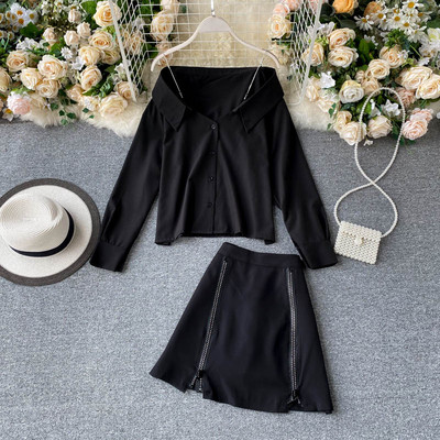 Moodne naiste särgi ja seeliku komplekt lukuga