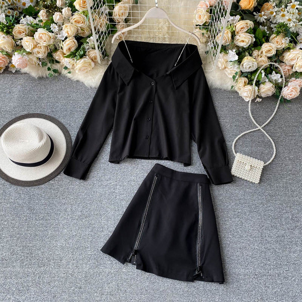 Moodne naiste särgi ja seeliku komplekt lukuga