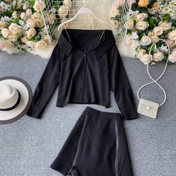 Moodne naiste särgi ja seeliku komplekt lukuga