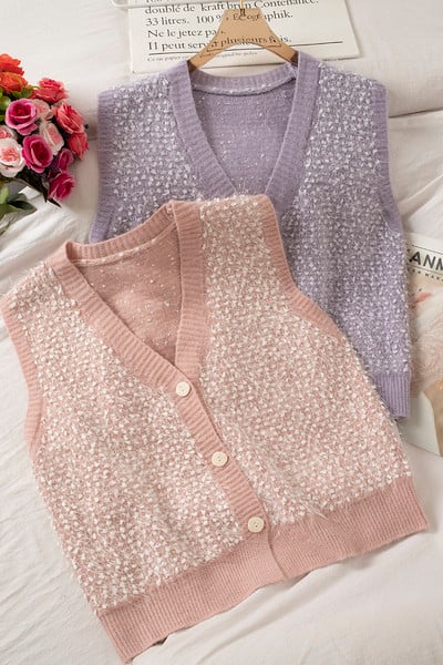 Γυναικείο γιλέκο με κουμπιά και λαιμόκοψη