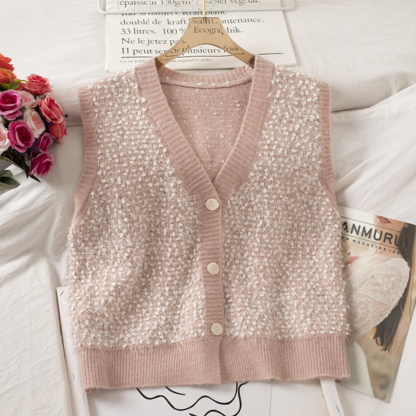 Γυναικείο γιλέκο με κουμπιά και λαιμόκοψη